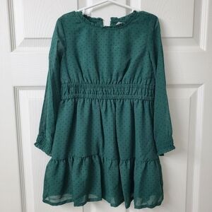 Carter's Girls Green Chiffon Holiday Polka Dot Kids Dress Size 4